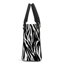 Load image into Gallery viewer, Ti Amo I love you - Exclusive Brand - Black &amp; White - Zebra - Luxury Womens PU Tote Bag - Black Straps
