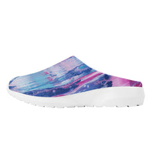 Load image into Gallery viewer, Ti Amo I love you - Exclusive Brand  - Mulberry &amp; Kashmir Blue Floating Paint Pattern - Mesh Slip-Ons
