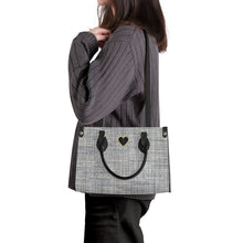 Load image into Gallery viewer, Ti Amo I love you - Exclusive Brand - Silver Chalice Tweed - Luxury Womens PU Tote Bag - Black Straps
