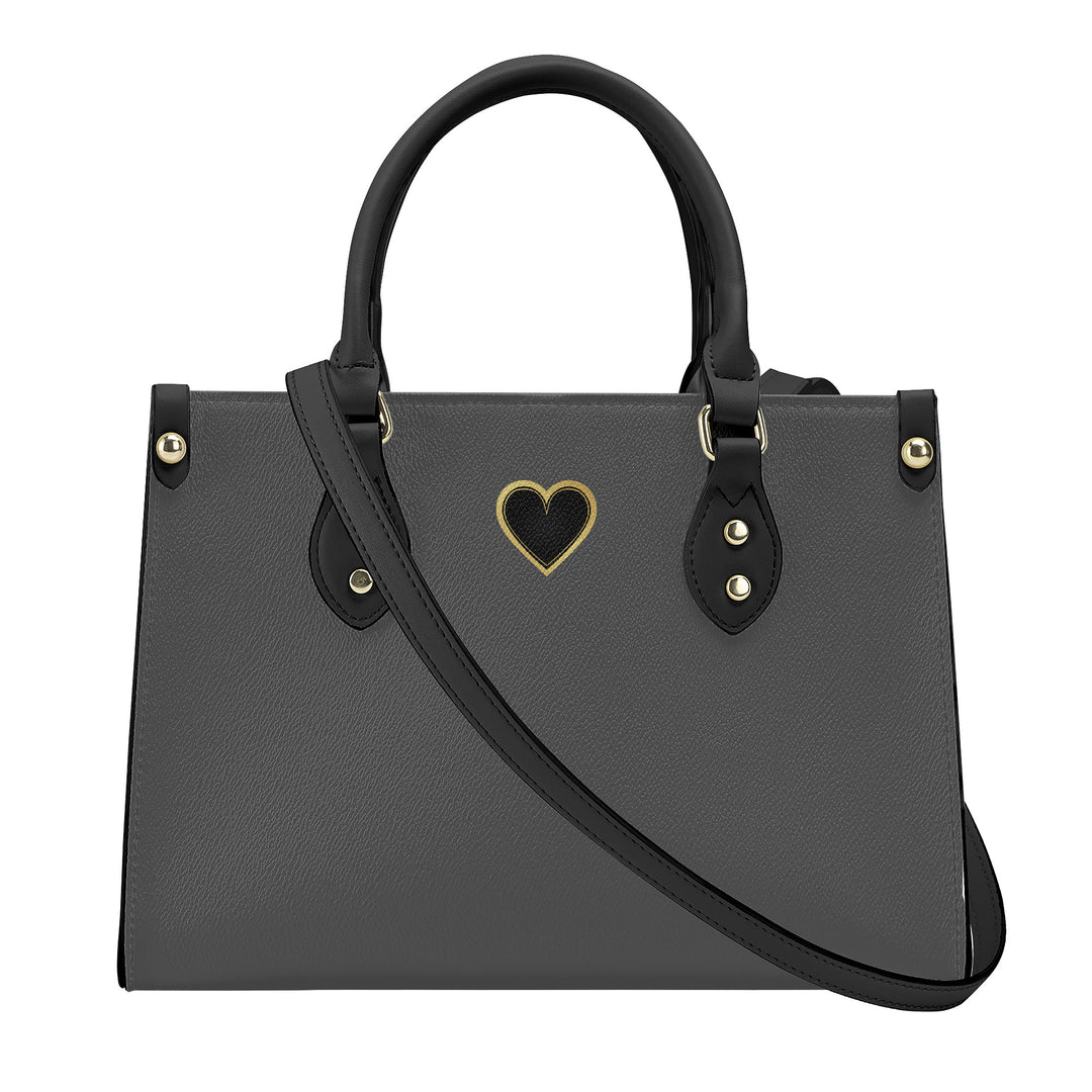 Ti Amo I love you - Exclusive Brand - Davy's Grey - Luxury Womens PU Tote Bag - Black Straps