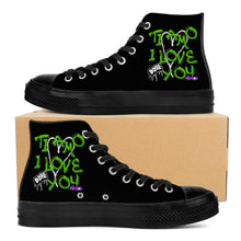 Load image into Gallery viewer, Ti Amo I love you - Exclusive Brand - Hip Hop Logo - High Top Canvas Shoes - Black Soles
