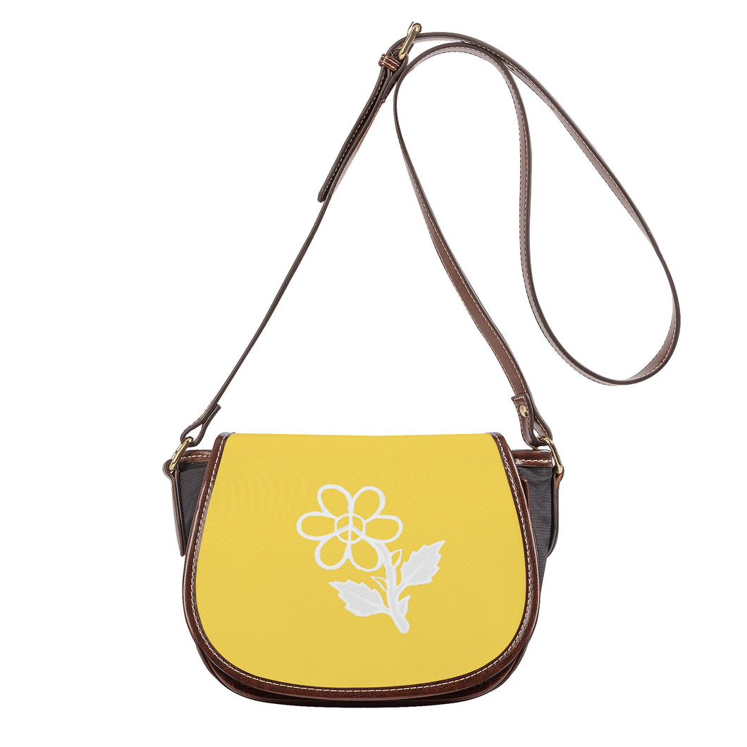 Ti Amo I love you - Exclusive Brand - Mustard Yellow - White Daisy - Saddle Bag