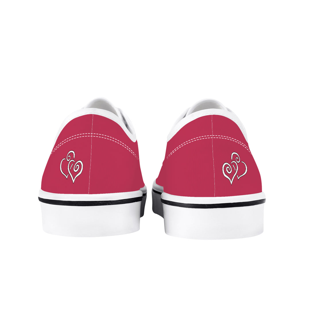 Ti Amo I love you -  Exclusive Brand - Viva Magenta - Double White Heart -  Skate Shoe - White Soles