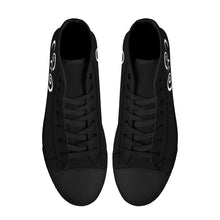 Load image into Gallery viewer, Ti Amo I love you - Exclusive Brand - Black  - Double White Heart High-Top Canvas Shoes - Black Soles
