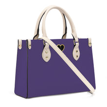 Load image into Gallery viewer, Ti Amo I love you - Exclusive Brand - Violet Crescent - Luxury Womens PU Tote Bag - Cream Straps
