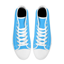 Load image into Gallery viewer, Ti Amo I love you - Exclusive Brand - Medium Cyan Blue -  High-Top Canvas Shoes - White Soles
