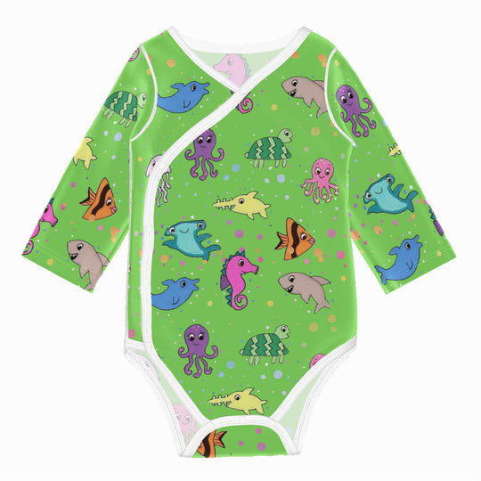 Ti Amo I love you - Exclusive Brand - Pastel Green - Sea Creatures -  Baby Long-Sleeve Bodysuit