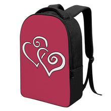 Load image into Gallery viewer, Ti Amo I love you - Exclusive Brand - Viva Magenta - Double White Heart -   Laptop Backpack
