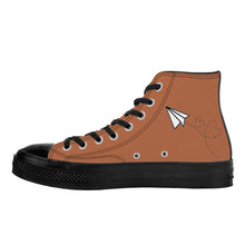 Load image into Gallery viewer, Ti Amo I love you - Exclusive Brand - Earth Brown - Paper Airplane - High Top Canvas Shoes - Black Soles
