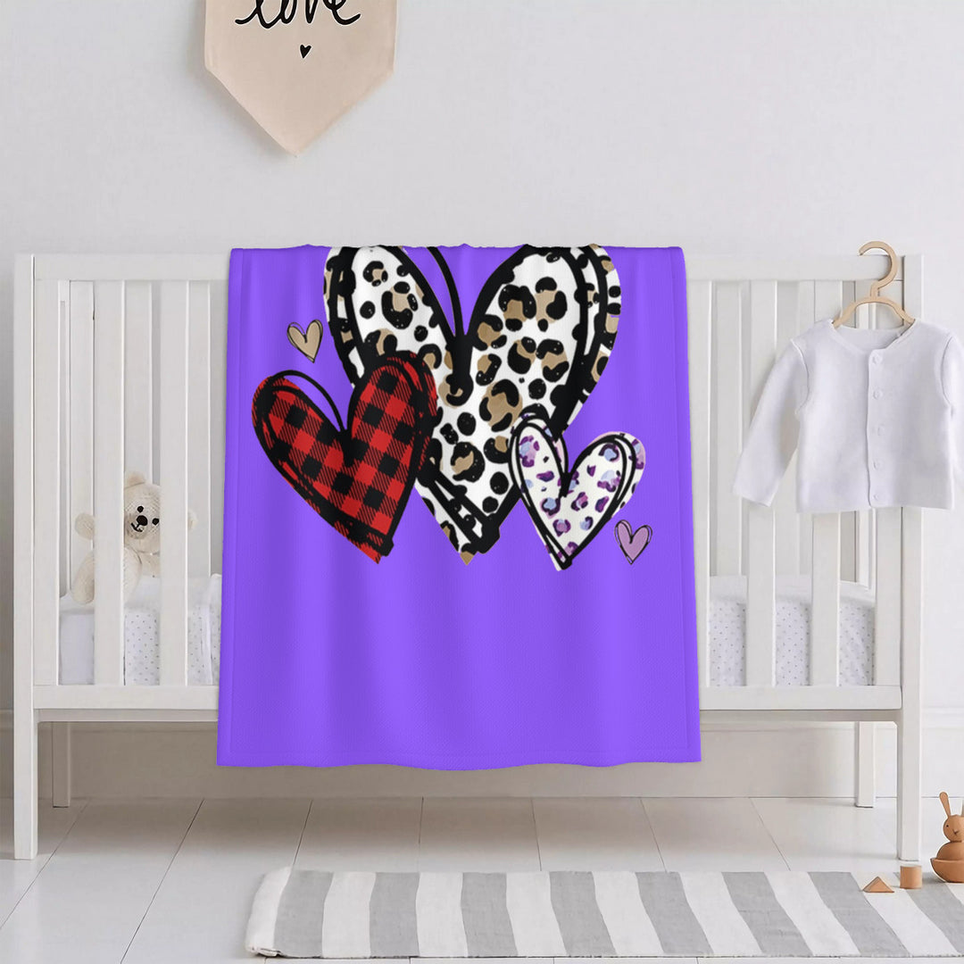 Light Purple - Leopard Hearts - Baby Soft Crib Blankets