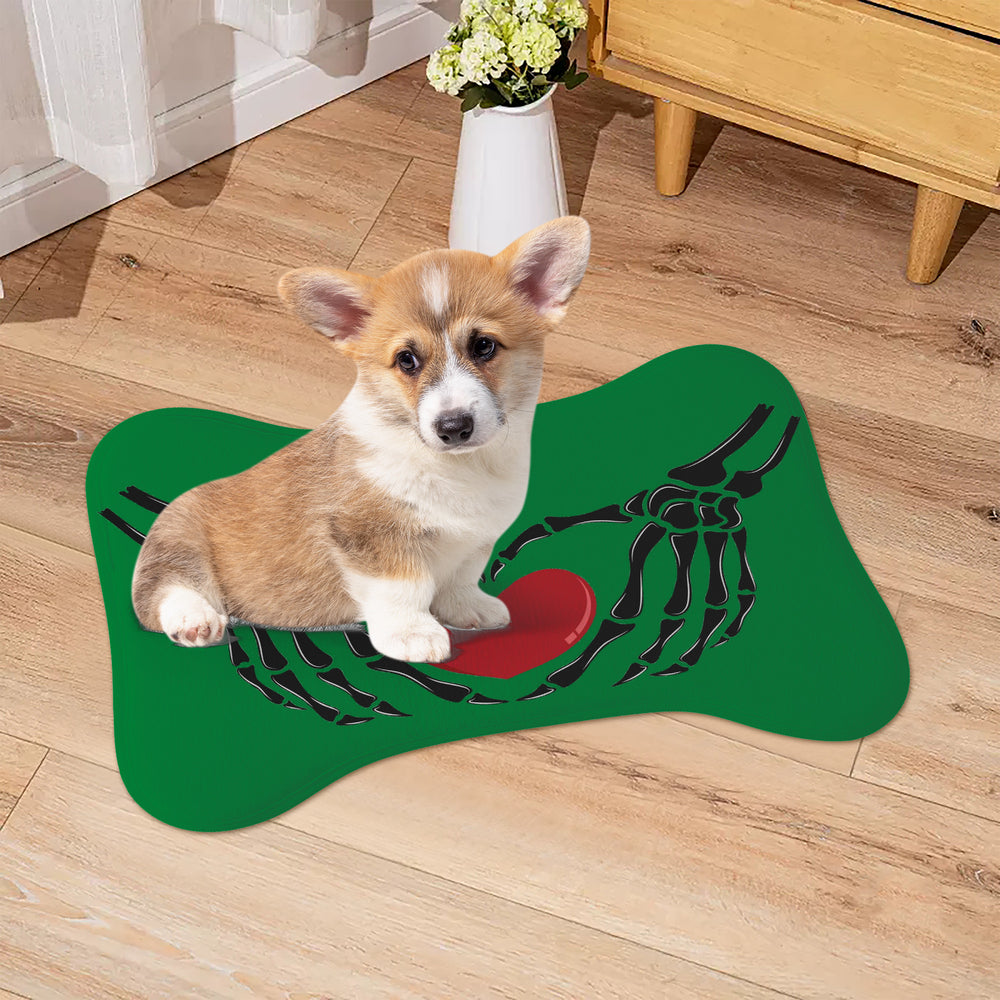 Ti Amo I love you - Exclusive Brand - Fun Green - Skeleton Hands with Heart  - Big Paws Pet Rug