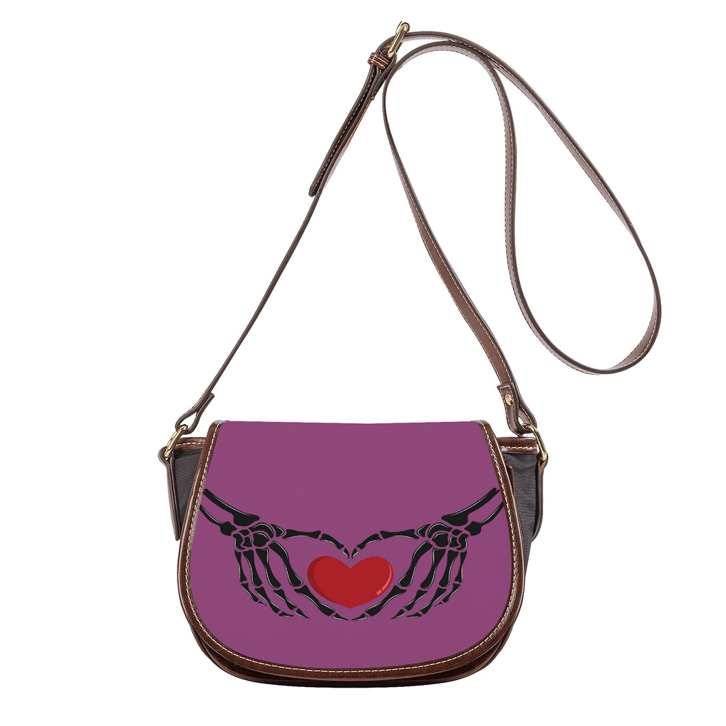 Ti Amo I love you - Exclusive Brand - Cannon Pink - Skeleton Hands with Heart - Saddle Bag