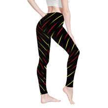 Load image into Gallery viewer, Ti Amo I love you - Exclusive Brand - Black with Red &amp; Yellow Stripes - Yoga Leggings
