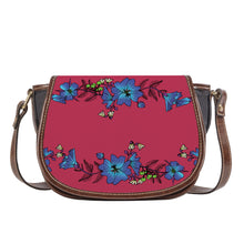 Load image into Gallery viewer, Ti Amo I love you - Exclusive Brand - Viva Magenta - Blue Floral - Saddle Bag
