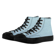 Load image into Gallery viewer, Ti Amo I love you - Exclusive Brand - Powder Blue Denim - High Top Canvas Shoes - Black  Soles
