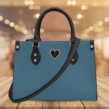 Load image into Gallery viewer, Ti Amo I love you - Exclusive Brand - Metallic Blue - Luxury Womens PU Tote Bag - Black Straps
