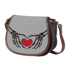 Load image into Gallery viewer, Ti Amo I love you - Exclusive Brand  - Deep Silver Chalice - Skeleton Hands with Heart - Saddle Bag
