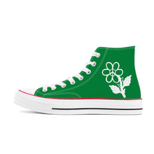 Load image into Gallery viewer, Ti Amo I love you - Exclusive Brand - Fun Green - White Daisy - High Top Canvas Shoes - White  Soles
