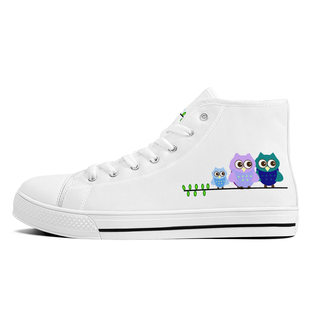 Ti Amo I love you - Exclusive Brand - White - 3 Owls - High-Top Canvas Shoes - White