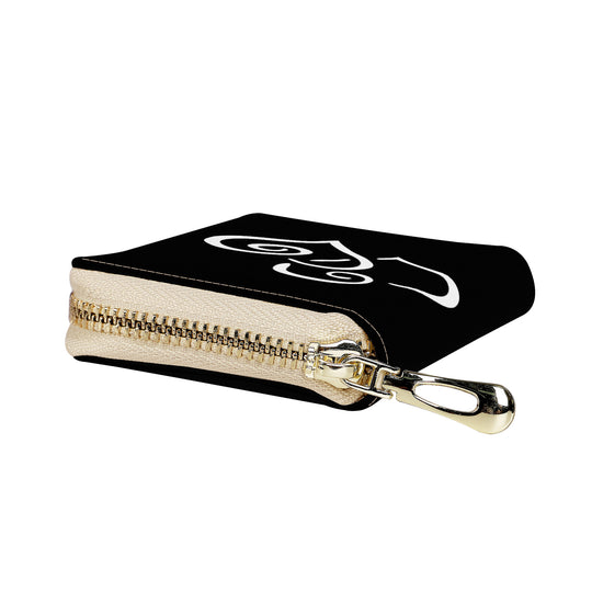 Ti Amo I love you - Exclusive Brand - Black - Double White Heart - PU Leather - Zipper Card Holder