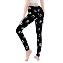 Load image into Gallery viewer, Ti Amo I love you  - Exclusive Brand  - Black Paw Prints - Yoga Leggings
