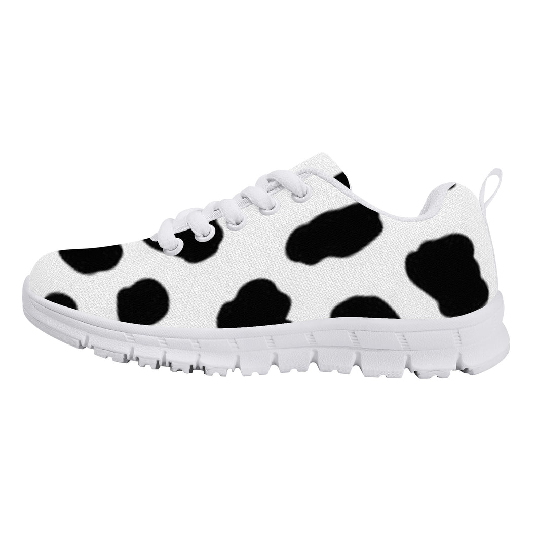 Ti Amo I love you - Exclusive Brand - White with Black Cow Spots - Kids Sneakers - White Soles