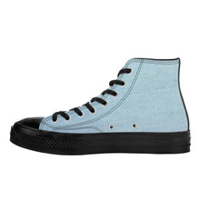 Load image into Gallery viewer, Ti Amo I love you - Exclusive Brand - Powder Blue Denim - High Top Canvas Shoes - Black  Soles
