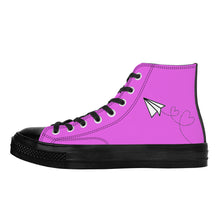 Load image into Gallery viewer, Ti Amo I love you - Exclusive Brand - Deep Lavender Magenta - Paper Airplane - High Top Canvas Shoes - Black Soles
