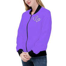 Load image into Gallery viewer, Ti Amo I love you - Exclusive Brand - Heliotrope3 -  Double White Heart - Women&#39;s Bomber Jacket
