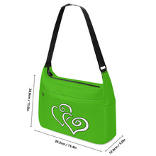 Load image into Gallery viewer, Ti Amo I love you - Exclusive Brand - Kelly Green - Double White Heart - Journey Computer Shoulder Bag
