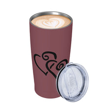 Load image into Gallery viewer, Ti Amo I love you - Exclusive Brand - Loganberry - Double Black Heart - 20oz Stainless Steel Straw Lid Cup
