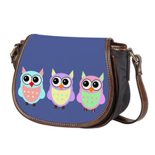 Load image into Gallery viewer, Ti Amo I love you - Exclusive Brand - Kashmir Blue - 3 Owls -  Saddle Bag
