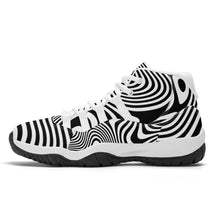 Load image into Gallery viewer, Ti Amo I love you - Exclusive Brand - Black &amp; White Wavy Lines - High Top Air Retro Sneakers - White Laces
