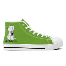 Load image into Gallery viewer, Ti Amo I love you  - Exclusive Brand - Green Onion - Talk to the Paw -  High-Top Canvas Shoes - White
