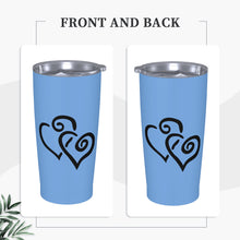 Load image into Gallery viewer, Ti Amo I love you - Exclusive Brand - Havelock Blue - Double Black Heart - 20oz Stainless Steel Straw Lid Cup
