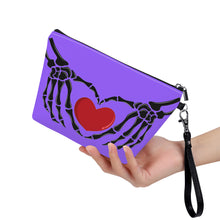 Load image into Gallery viewer, Ti Amo I love you - Exclusive Brand - Heliotrope 3 - Skeleton Hands with Heart - Sling Cosmetic Bag
