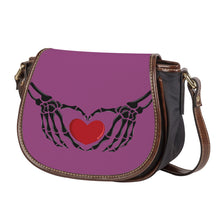 Load image into Gallery viewer, Ti Amo I love you - Exclusive Brand - Cannon Pink - Skeleton Hands with Heart - Saddle Bag
