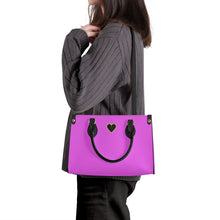 Load image into Gallery viewer, Ti Amo I love you - Exclusive Brand - Violet Pink - Luxury Women PU Tote Bag - Black Straps
