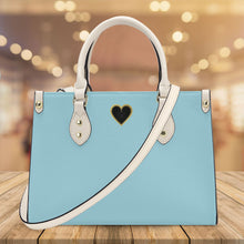 Load image into Gallery viewer, Ti Amo I love you - Exclusive Brand - Powder Turqoiuse - Luxury Womens PU Tote Bag - Cream Straps
