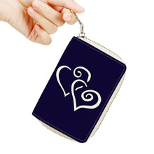 Load image into Gallery viewer, Ti Amo I love you - Exclusive Brand - Black Rock - Double White Heart - Zipper Card Holder
