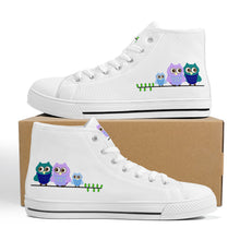 Load image into Gallery viewer, Ti Amo I love you - Exclusive Brand - White - 3 Owls - High-Top Canvas Shoes - White
