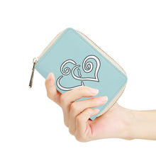 Load image into Gallery viewer, Ti Amo I love you - Exclusive Brand - Medium Ziggurat - Double White Heart - PU Leather -Zipper Card Holder
