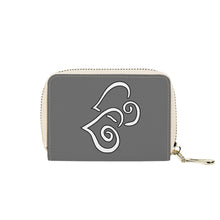 Load image into Gallery viewer, Ti Amo I love you - Exclusive Brand - Dove Gray - Double White Heart - PU Leather - Zipper Card Holder
