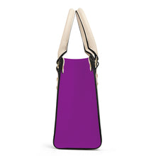 Load image into Gallery viewer, Ti Amo I love you - Exclusive Brand - Violet Eggplant - Luxury Womens PU Tote Bag - Cream Straps
