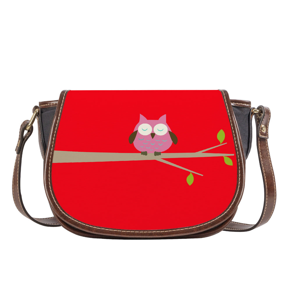 Ti Amo I love you - Exclusive Brand - Ferrari Red - Owl -  Saddle Bag