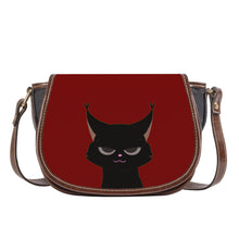 Load image into Gallery viewer, Ti Amo I love you - Exclusive Brand - Dark Burgundy - Black Cat - Saddle Bag
