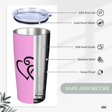 Load image into Gallery viewer, Ti Amo I love you - Exclusive Brand - Lavender Rose - Double Black Heart - 20oz Stainless Steel Straw Lid Cup
