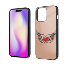 Load image into Gallery viewer, Ti Amo I love you - Exclusive Brand - Feldspar - Skeleton Hands with Heart -  iPhone 14 Glass Case (3 cameras)
