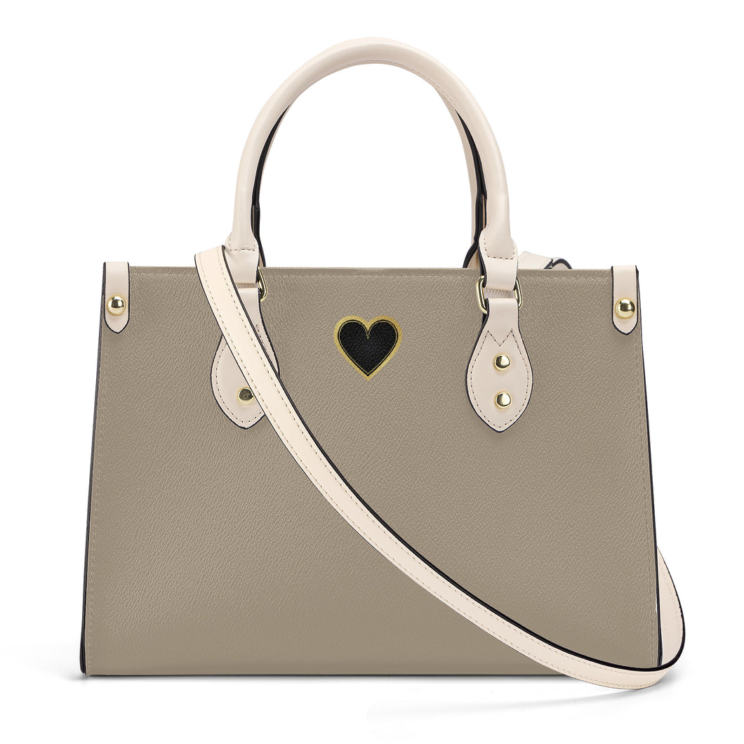 Ti Amo I love you - Exclusive Brand - Stone - Luxury Womens PU Tote Bag - Cream Straps