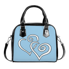 Load image into Gallery viewer, Ti Amo I love you - Exclusive Brand - Jeans Blue  - Double White Heart - Shoulder Handbag
